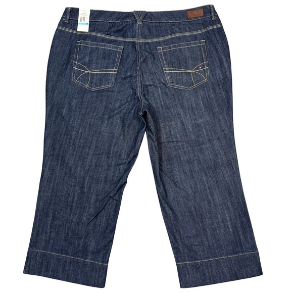 Tommy Hilfiger Capri Jeans Plus Sz 20 Cropped Wide-Leg Stretch Dark Wash Y2K NEW - Picture 2 of 14